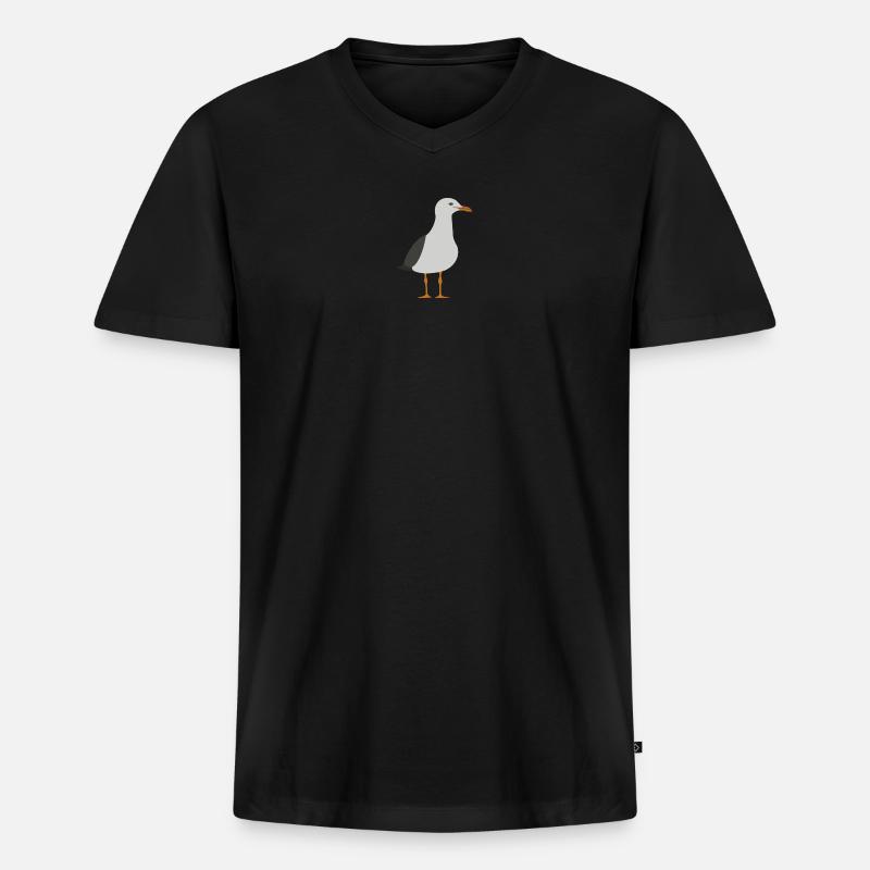 Möwe - Männer Premium Bio T-Shirt mit V-Ausschnitt - Schwarz