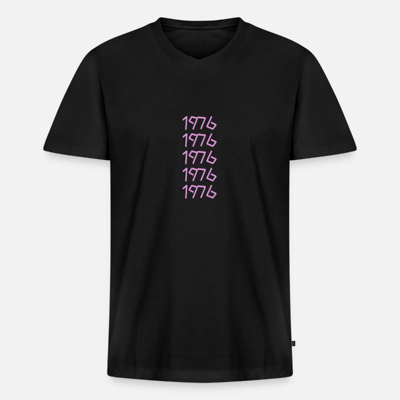 Retro 1976 - Männer Premium Bio T-Shirt mit V-Ausschnitt - Schwarz
