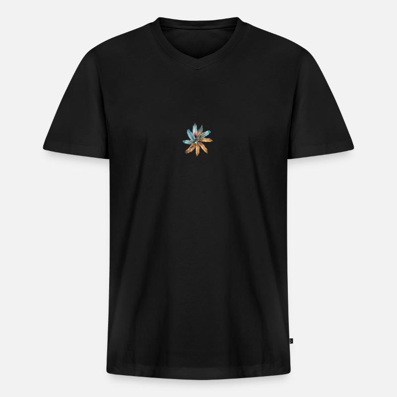 Feder der Blume - Männer Premium Bio T-Shirt mit V-Ausschnitt - Schwarz
