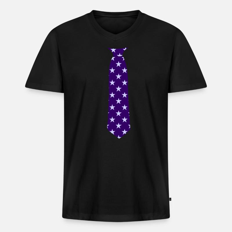 Tie Star Pattern Blue - Men's Premium Organic T-shirt with V-neck - black