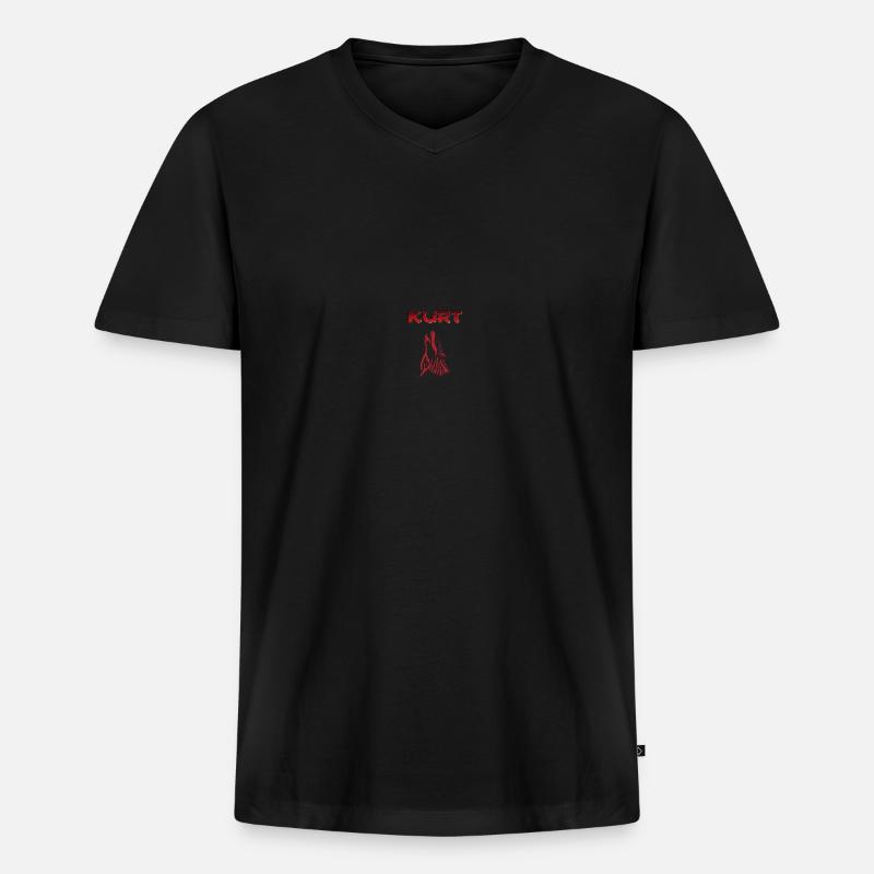 Wolf Kurt Bozkurt - Männer Premium Bio T-Shirt mit V-Ausschnitt - Schwarz
