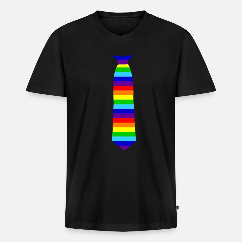 Krawatte Regenbogen bunt - Männer Premium Bio T-Shirt mit V-Ausschnitt - Schwarz