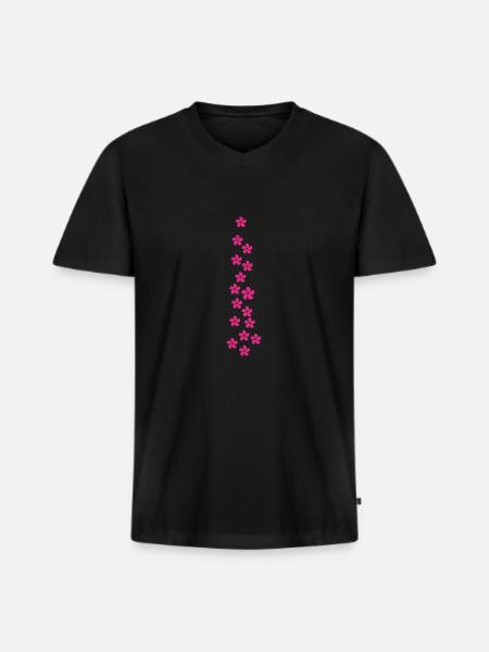 Blumen - Männer Premium Bio T-Shirt mit V-Ausschnitt - Schwarz