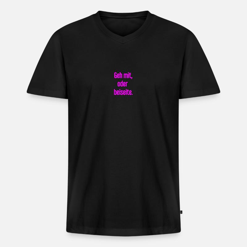 Geh mit oder beiseite - Männer Premium Bio T-Shirt mit V-Ausschnitt - Schwarz