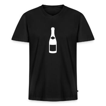 Bottle - Men's Premium Organic T-shirt with V-neck - black - Front - Nico (187cm)