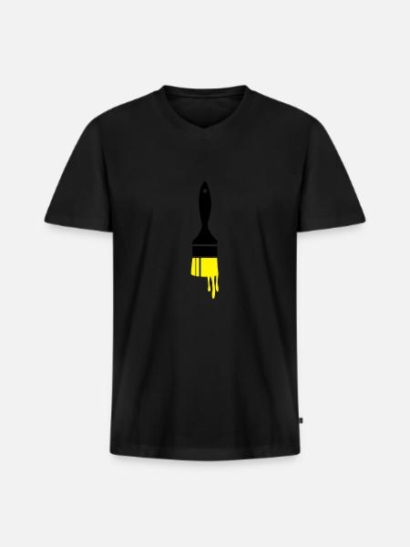 dripping paint brush - Men's Premium Organic T-shirt with V-neck - black
