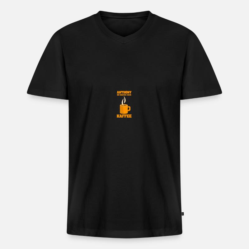 Kaffee Anthony - Männer Premium Bio T-Shirt mit V-Ausschnitt - Schwarz