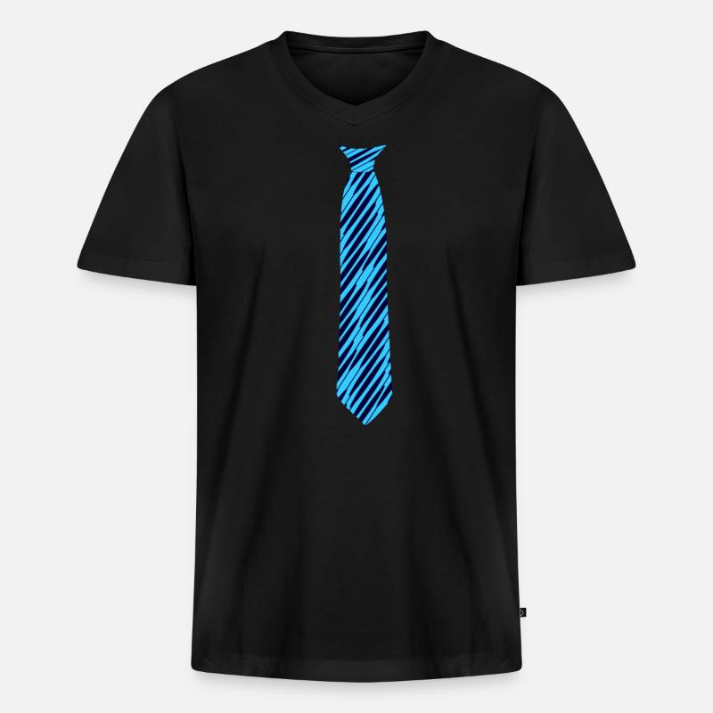 krawatte muster schraeg blau - Männer Premium Bio T-Shirt mit V-Ausschnitt - Schwarz