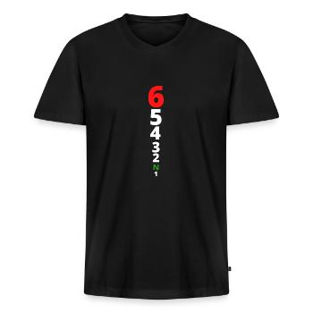 65432n1 moto vitesse - T-shirt encolure en V Premium bio Homme - noir - Devant - Nico (187cm)