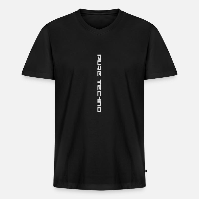 Pure Techno Text Links - Männer Premium Bio T-Shirt mit V-Ausschnitt - Schwarz