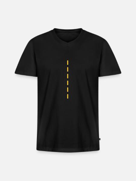 Strichellinie / dashed (1c) - Men's Premium Organic T-shirt with V-neck - black