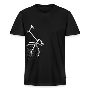 Rennrad Side Design Grunge - Männer Premium Bio T-Shirt mit V-Ausschnitt - Schwarz - Vorne - Nico (187cm)