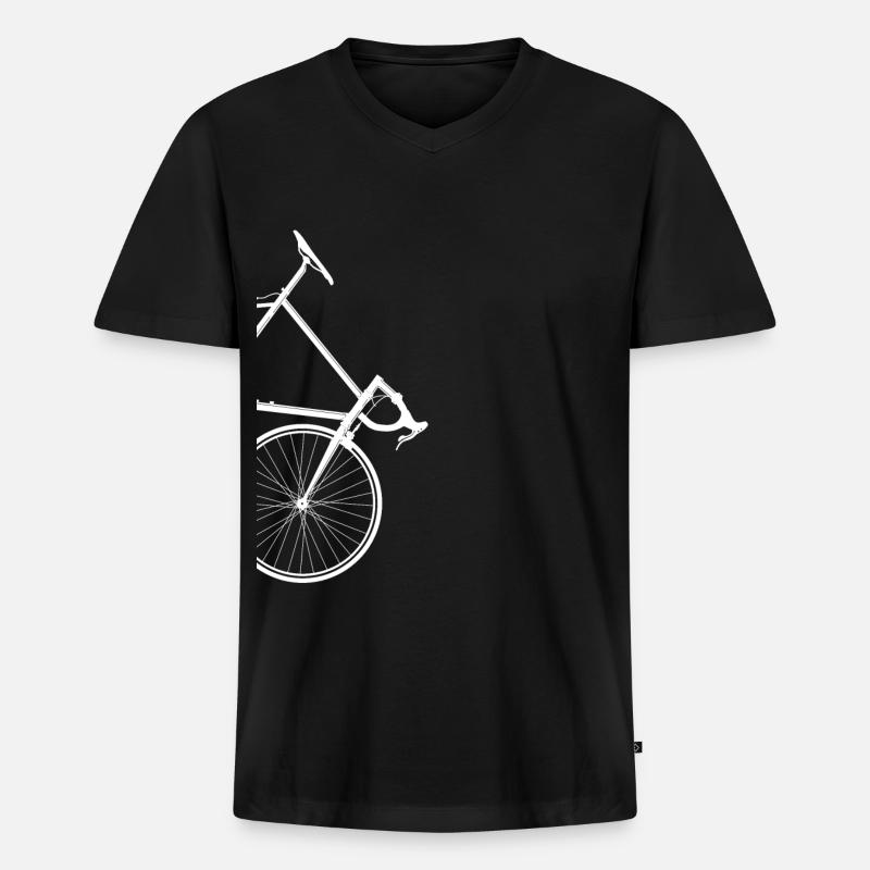 Rennrad Minimal Side Design - Männer Premium Bio T-Shirt mit V-Ausschnitt - Schwarz