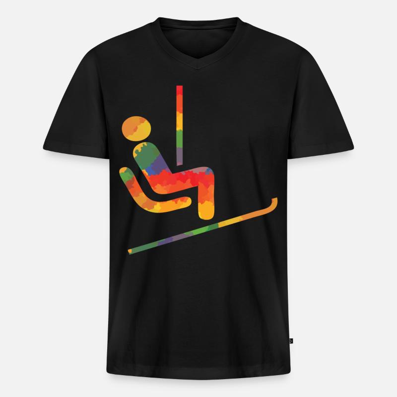 Farbiger Ski Läufer - Männer Premium Bio T-Shirt mit V-Ausschnitt - Schwarz