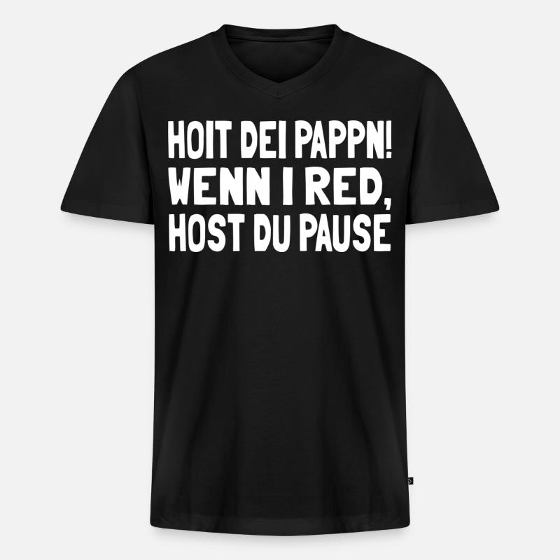 Hoit dei Pappn - Männer Premium Bio T-Shirt mit V-Ausschnitt - Schwarz