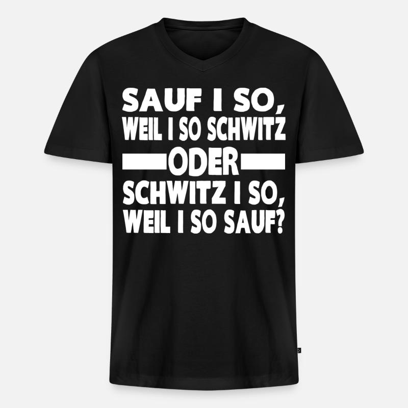 SAUF I SO - Männer Premium Bio T-Shirt mit V-Ausschnitt - Schwarz