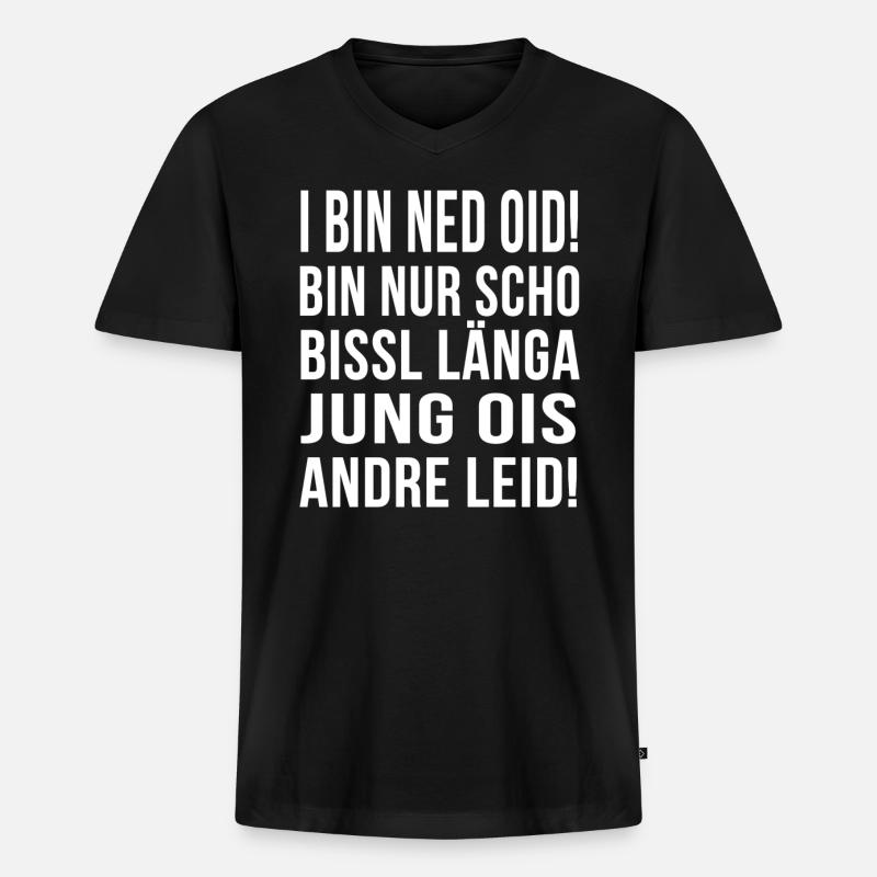 I BIN NED OID! - Männer Premium Bio T-Shirt mit V-Ausschnitt - Schwarz