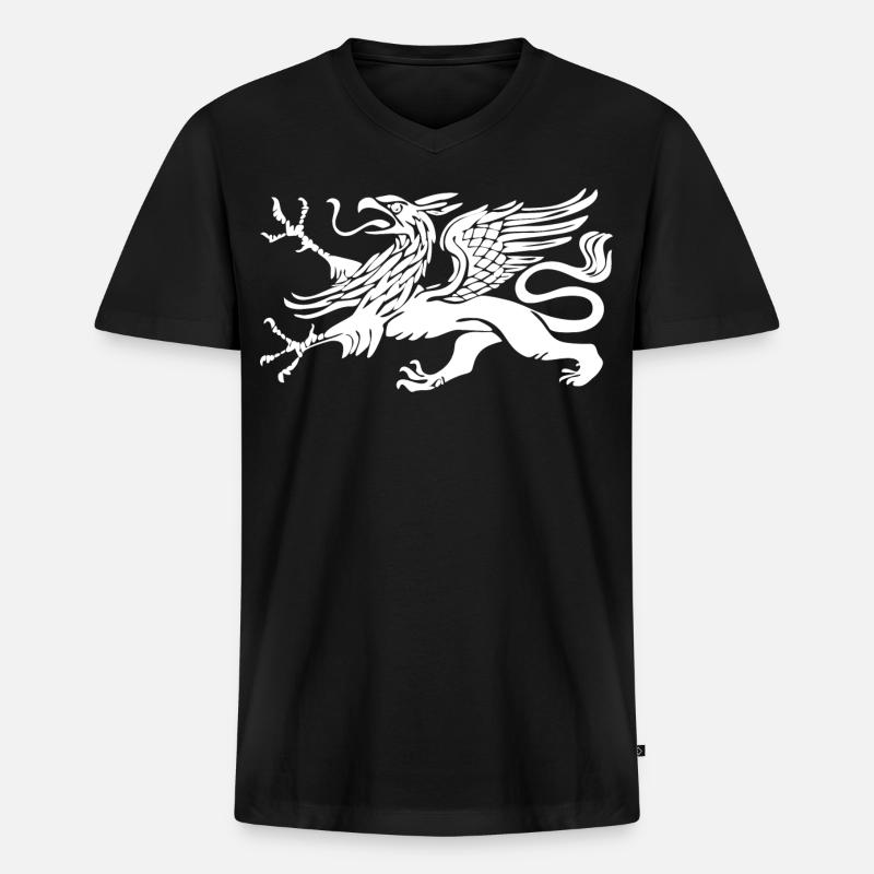 Rostock Greif - Vogel Greif - Männer Premium Bio T-Shirt mit V-Ausschnitt - Schwarz