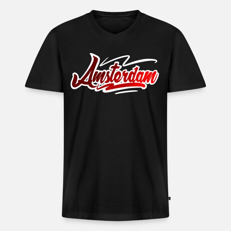 Amsterdam - Männer Premium Bio T-Shirt mit V-Ausschnitt - Schwarz
