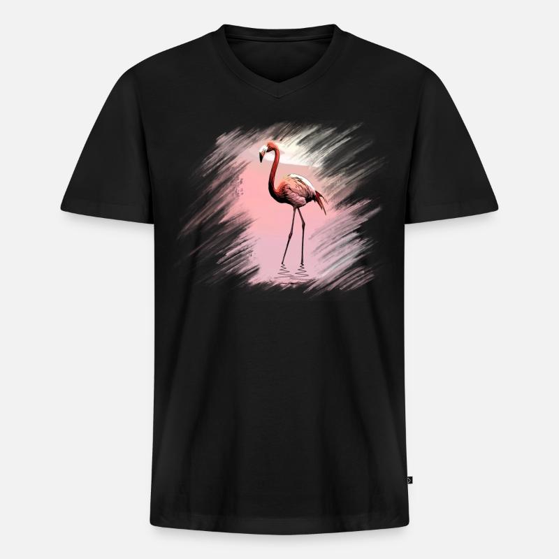 Flamingo - Männer Premium Bio T-Shirt mit V-Ausschnitt - Schwarz