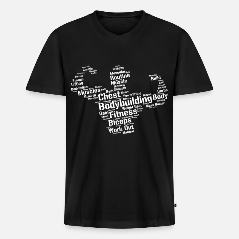 Bodybuilder - Männer Premium Bio T-Shirt mit V-Ausschnitt - Schwarz