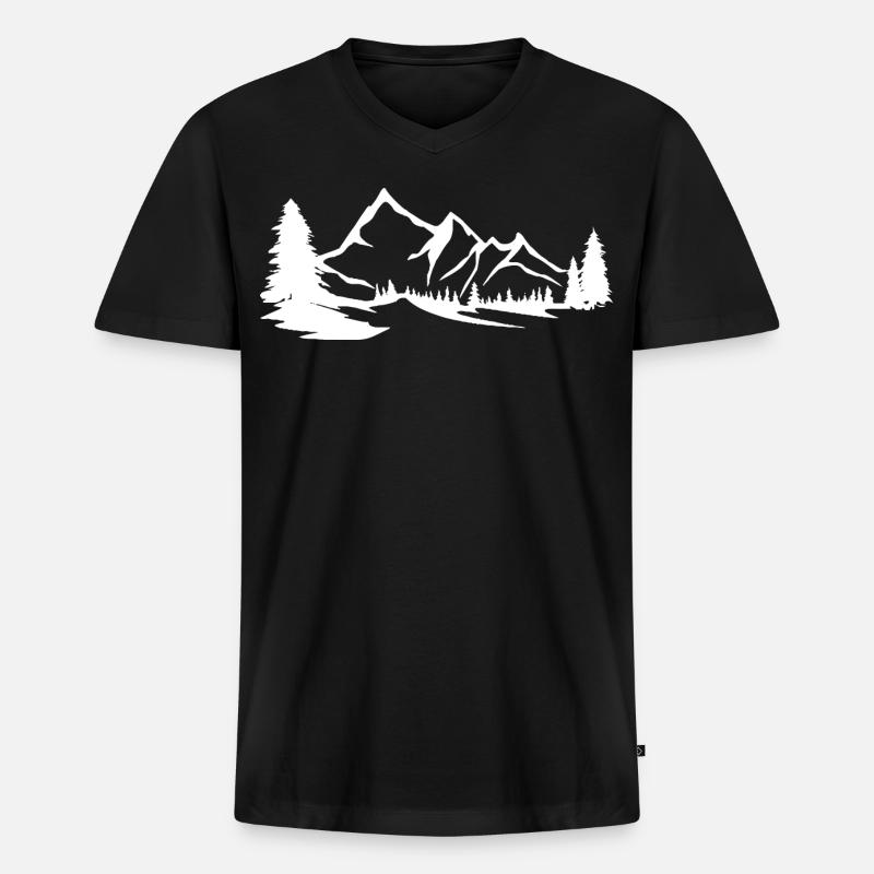 Berge - Gebirge - Männer Premium Bio T-Shirt mit V-Ausschnitt - Schwarz