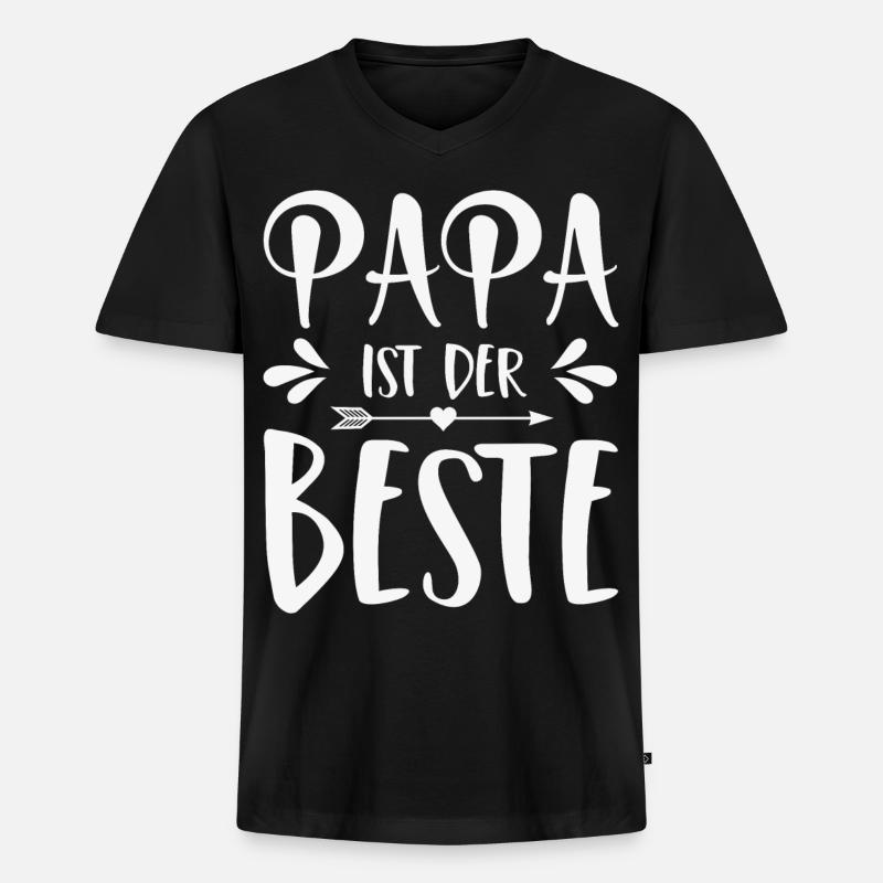 Papa ist der Beste - Männer Premium Bio T-Shirt mit V-Ausschnitt - Schwarz