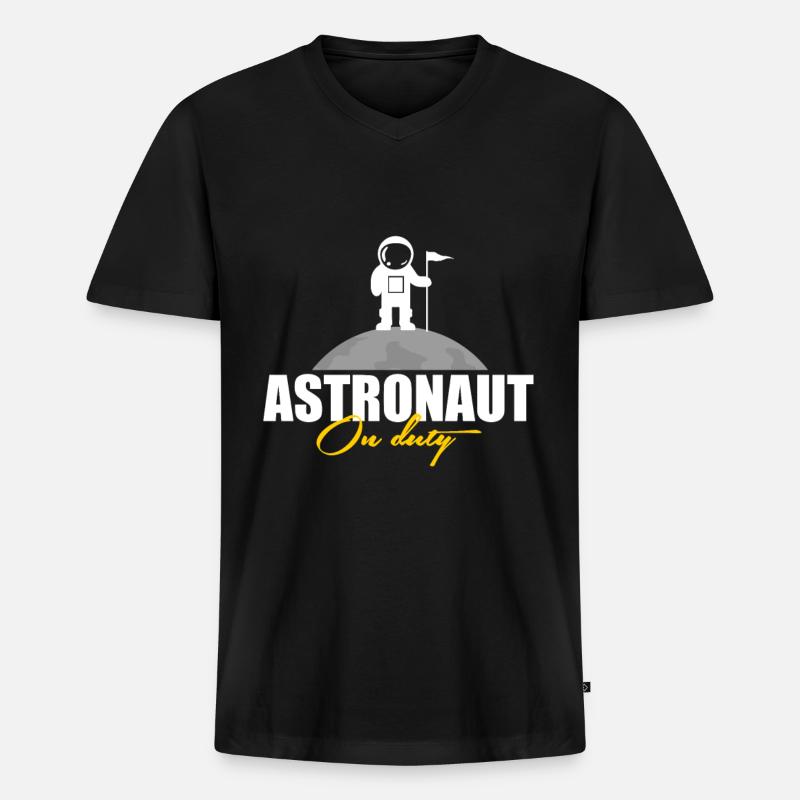 Astronaut im Einsatz Geschenk - Männer Premium Bio T-Shirt mit V-Ausschnitt - Schwarz