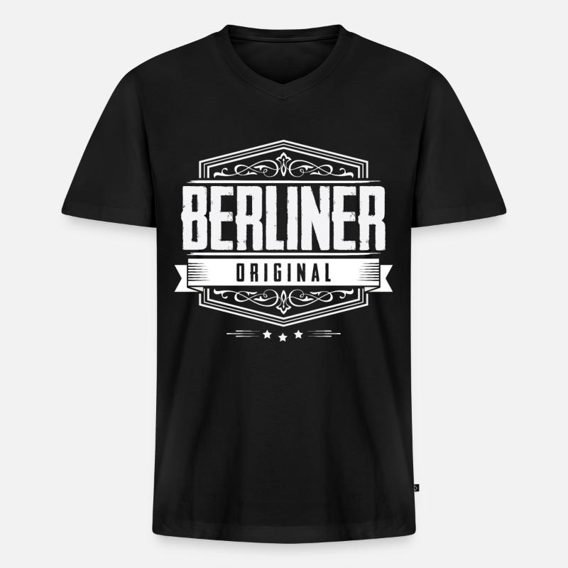 Berliner Original - Berlin - Männer Premium Bio T-Shirt mit V-Ausschnitt - Schwarz