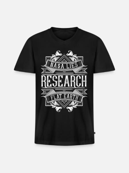Flache Erde - Research Flat Earth - Männer Premium Bio T-Shirt mit V-Ausschnitt - Schwarz