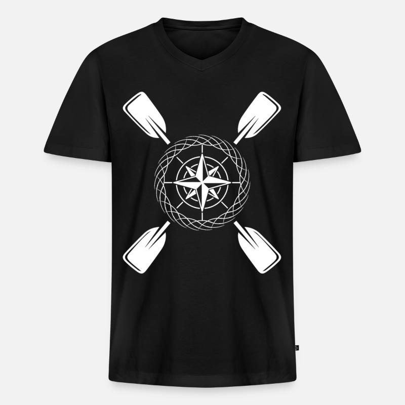 Kajak Paddel Kompass - Männer Premium Bio T-Shirt mit V-Ausschnitt - Schwarz