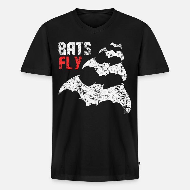 Bats Fly - Männer Premium Bio T-Shirt mit V-Ausschnitt - Schwarz