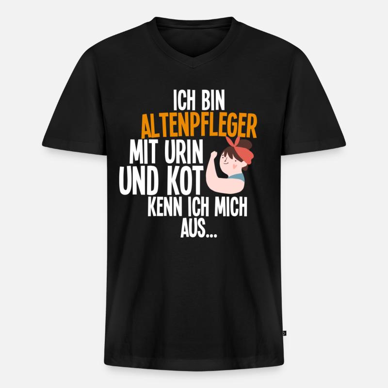 Altenpfleger - Männer Premium Bio T-Shirt mit V-Ausschnitt - Schwarz