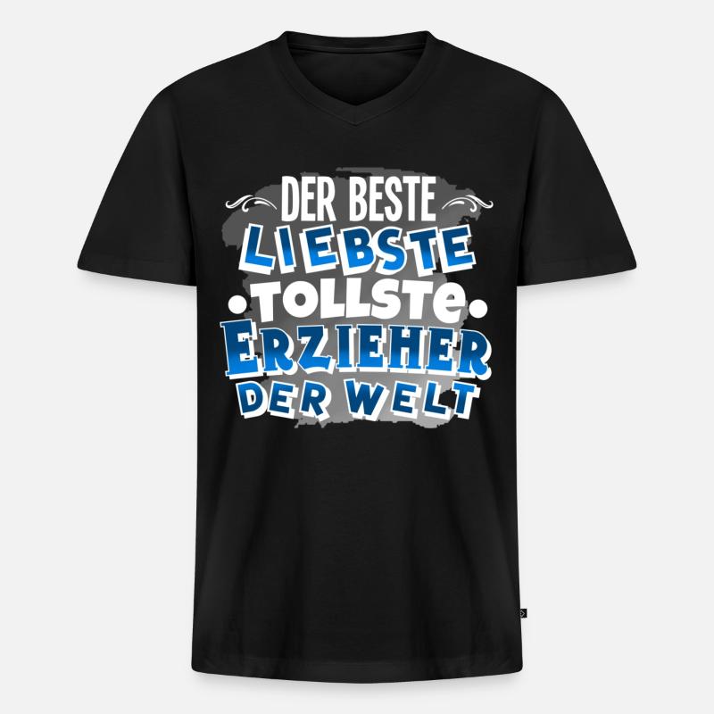 Erzieher - Männer Premium Bio T-Shirt mit V-Ausschnitt - Schwarz