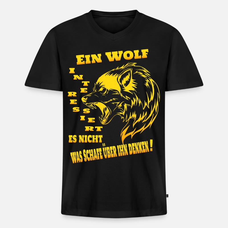 Wolf Rudel Alphatier - Männer Premium Bio T-Shirt mit V-Ausschnitt - Schwarz