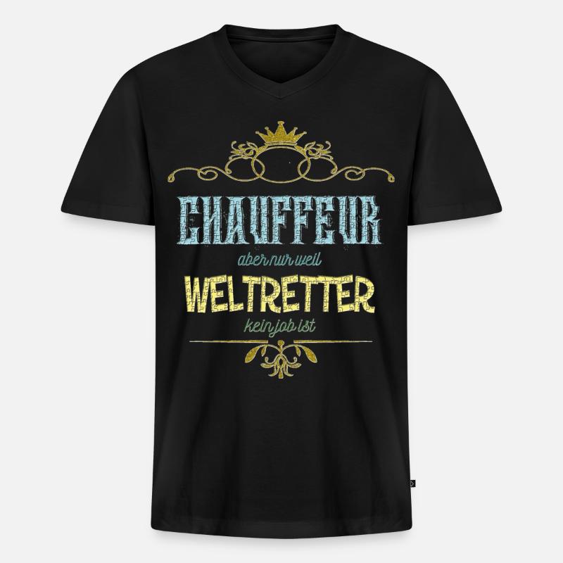 Chauffeur Weltretter - Männer Premium Bio T-Shirt mit V-Ausschnitt - Schwarz