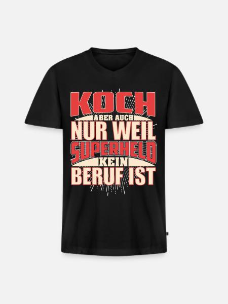 Koch Superheld - Männer Premium Bio T-Shirt mit V-Ausschnitt - Schwarz