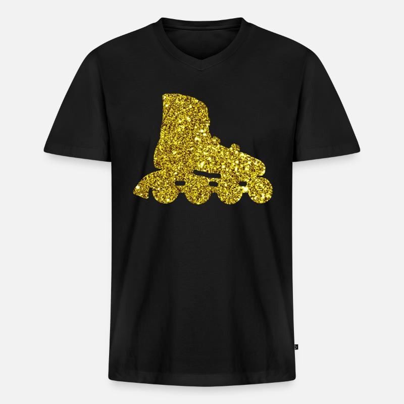 Gold Inline Skate - Männer Premium Bio T-Shirt mit V-Ausschnitt - Schwarz