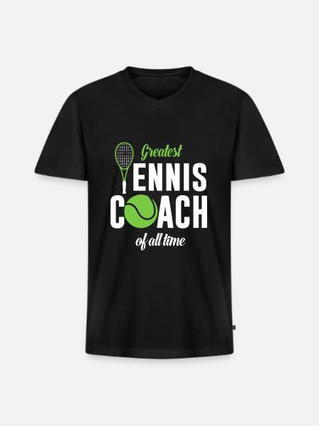Largest tennis coach ever - Men's Premium Organic T-shirt with V-neck - black