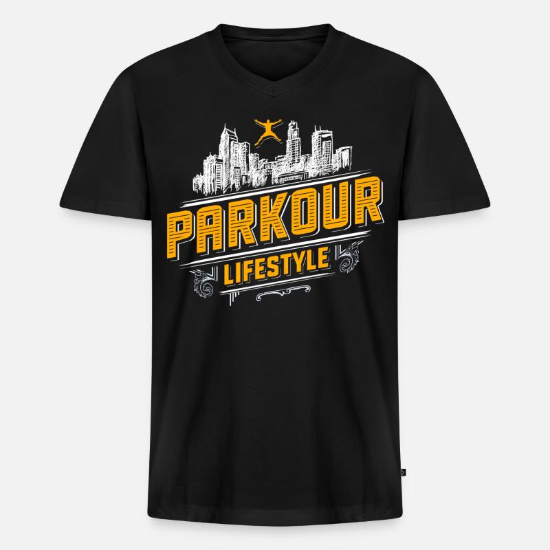 Parkour - Freerunning - Parcour - Männer Premium Bio T-Shirt mit V-Ausschnitt - Schwarz