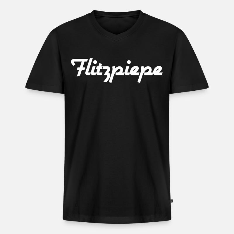 Flitzpiepe - Männer Premium Bio T-Shirt mit V-Ausschnitt - Schwarz