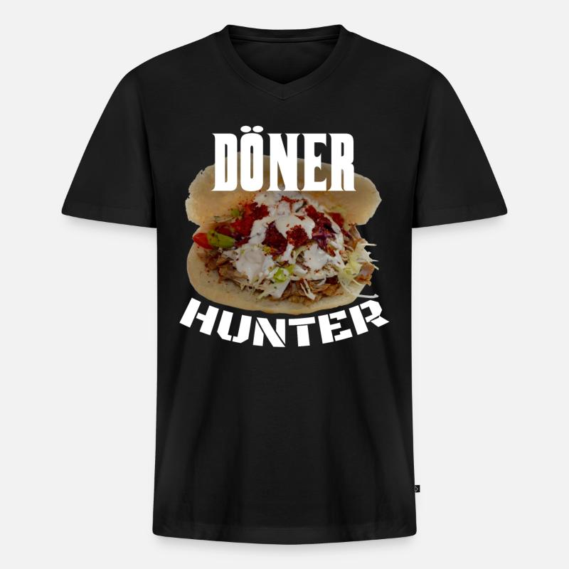 Döner Kebab Hunter - Männer Premium Bio T-Shirt mit V-Ausschnitt - Schwarz