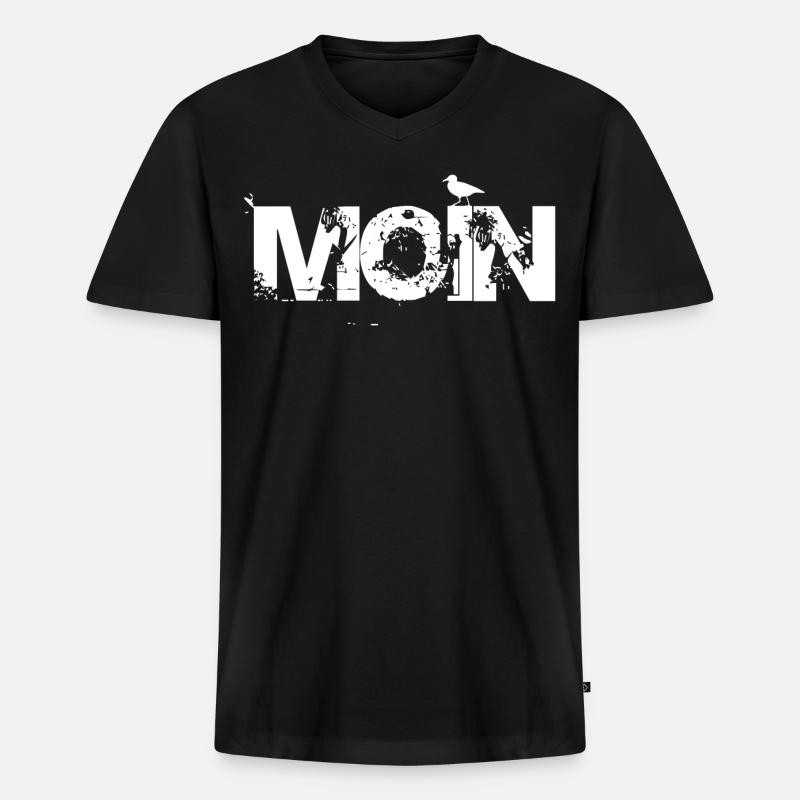 MOIN - Männer Premium Bio T-Shirt mit V-Ausschnitt - Schwarz