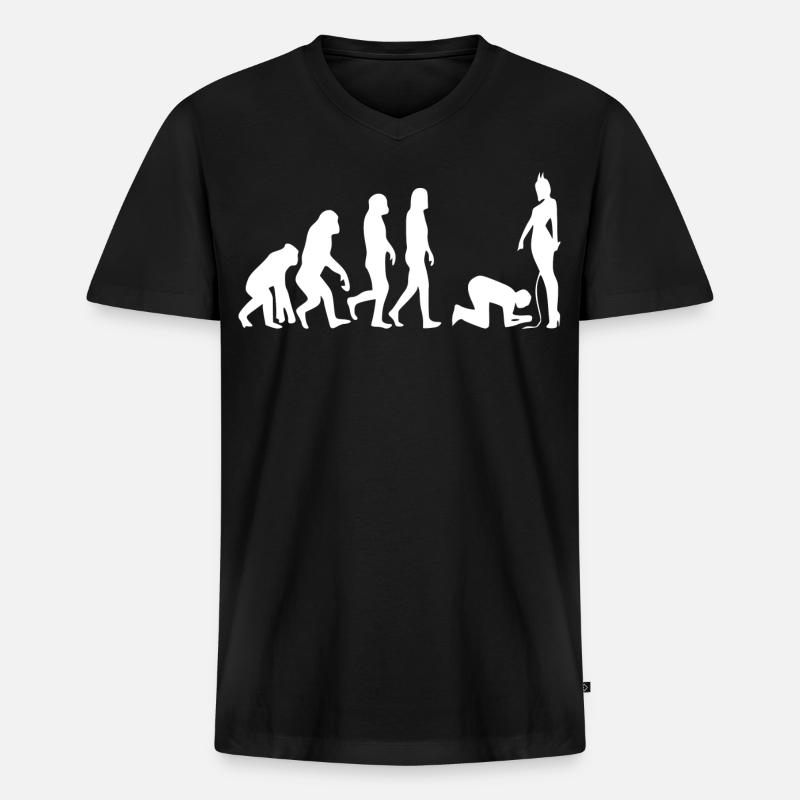 Evolution Mann - Männer Premium Bio T-Shirt mit V-Ausschnitt - Schwarz