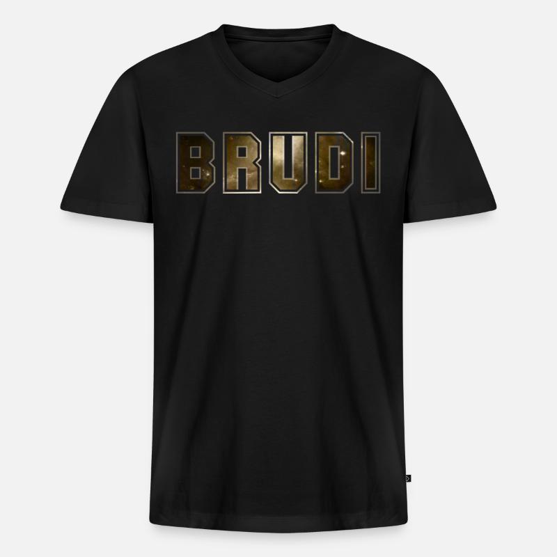 Brudi - Männer Premium Bio T-Shirt mit V-Ausschnitt - Schwarz