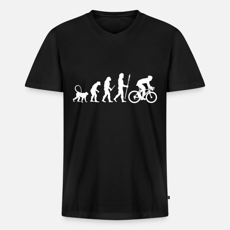 Evolution Radfahrer - Männer Premium Bio T-Shirt mit V-Ausschnitt - Schwarz