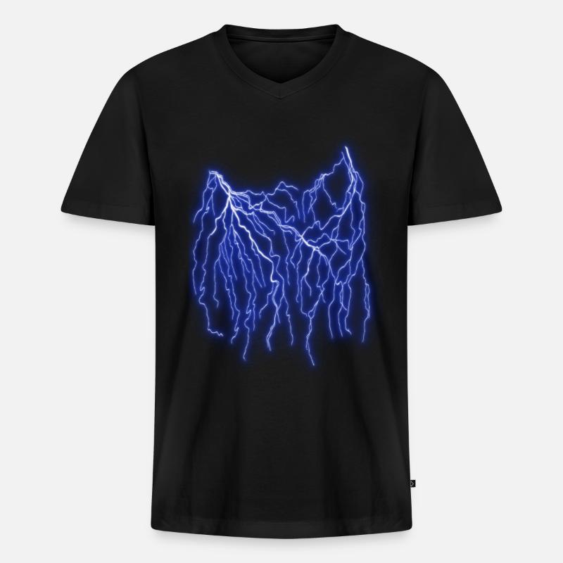 Blitze - Männer Premium Bio T-Shirt mit V-Ausschnitt - Schwarz