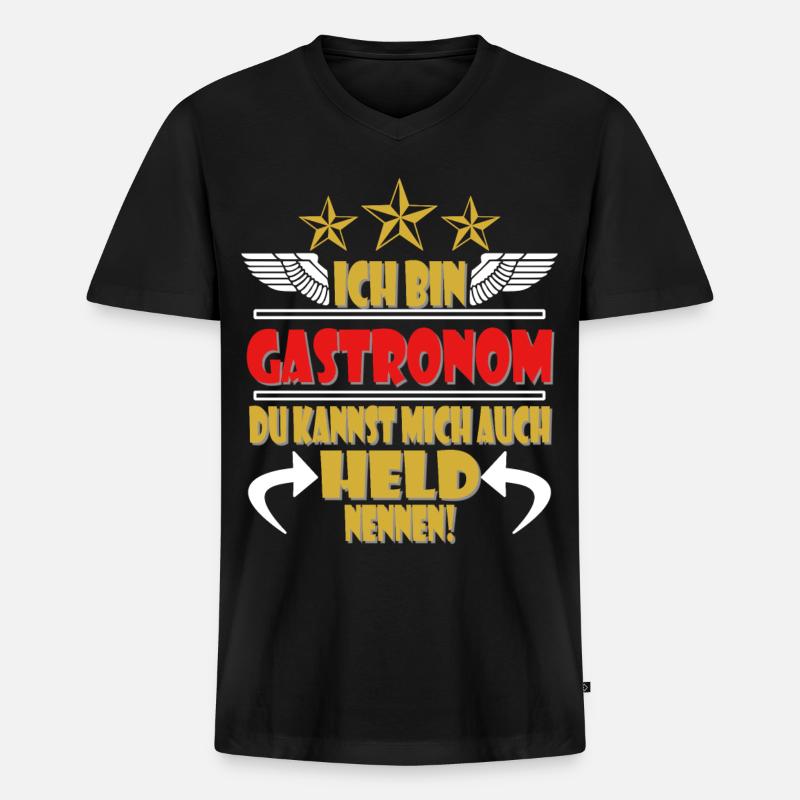 Gastronom Restaurant Gastronomie - Männer Premium Bio T-Shirt mit V-Ausschnitt - Schwarz