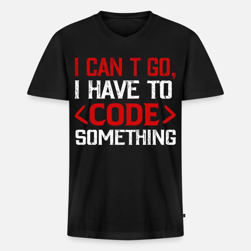 Programmeur, Nerd , Code informatique - T-shirt encolure en V Premium bio Homme - noir