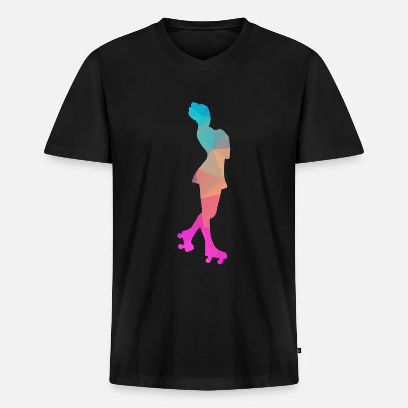 Abstrakter Eis- und Rollschuh-Design - Männer Premium Bio T-Shirt mit V-Ausschnitt - Schwarz
